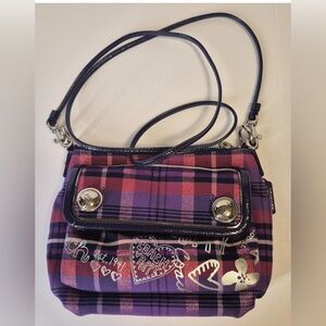 COACH POPPY PLAID  Shoulder Crossbody Bag